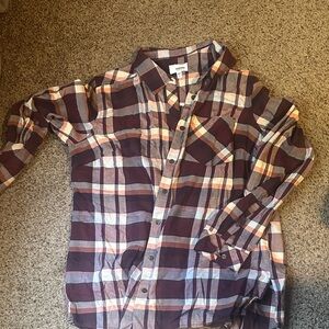 Sonoma Plaid Button Down Shirt - Burgundy and Orange